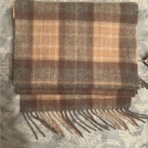 NEW Plaid Cashmere Scarf in Beige and Gray